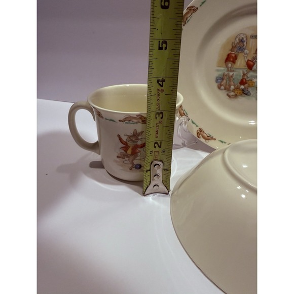 Royal Doulton Bunnykins 3pc Set Bowl Plate Mug Vintage England - Picture 9 of 11